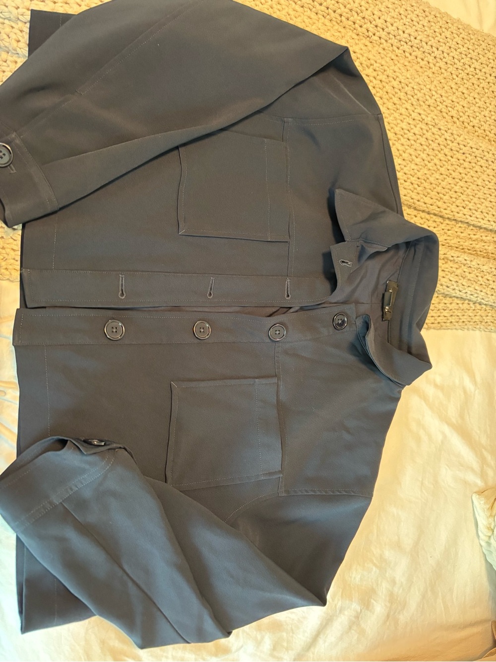 Women’s Cropped Dark Blue Button-Up Jacket